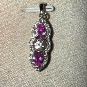 Pink topaz and CZ necklace pendant